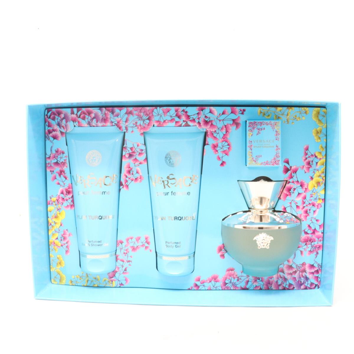 Versace Dylan Turquoise Pour Femme Eau De Toilette 4-Pcs Set /