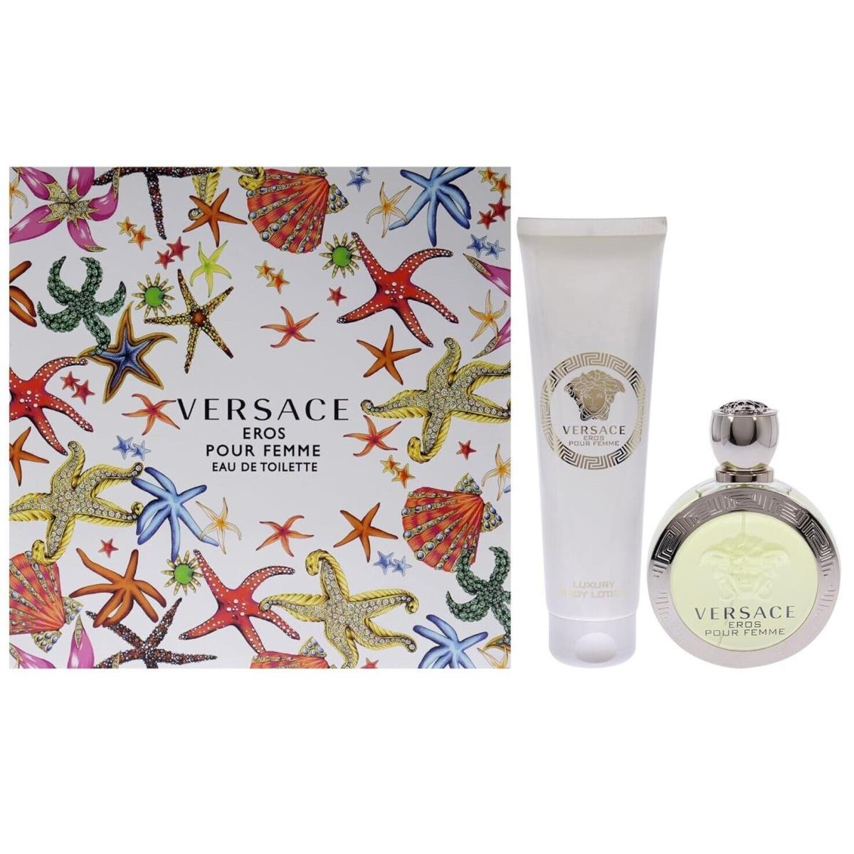 Versace Eros Four Femme For Women 2 Pcs Gift Set 3.4 oz Edt Spray + 5 oz Lotion