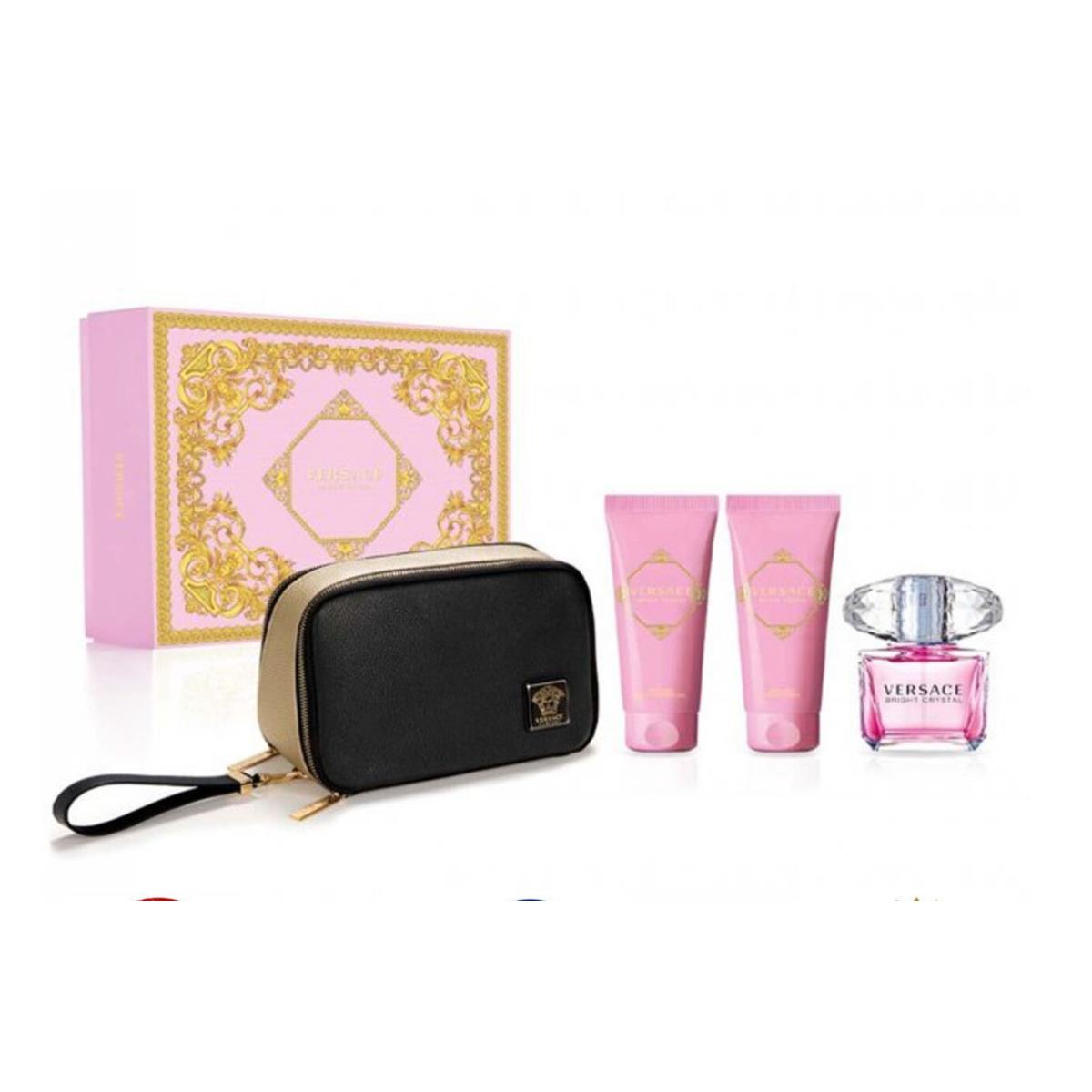 Bright Crystal by Versace Edt Set For Women 3.0oz 4pc Gift Box