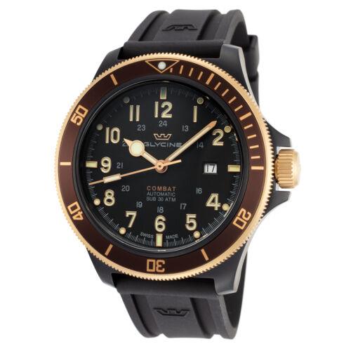 Glycine Men`s Combat Sub GL0278 46mm Black Dial Silicone Watch