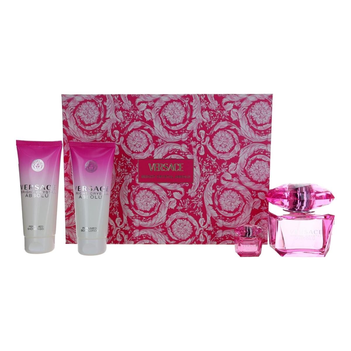 Versace Bright Crystal Absolu by Versace 4 Piece Gift Set For Women