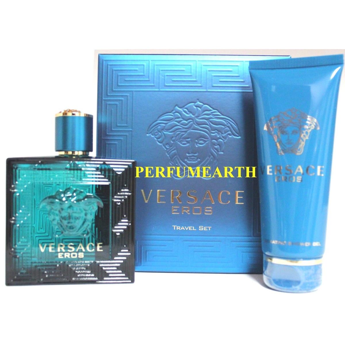 Versace Eros By Versace 3.3/3.4oz. Edt Spray Travel Set For Men