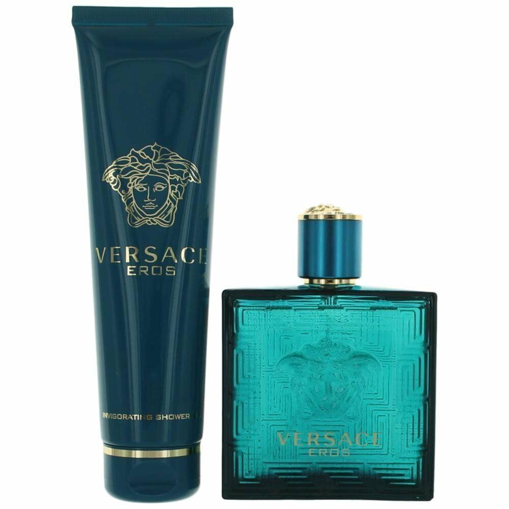 Versace Eros 2 Pcs Set 3.4 Edt SP + 5 OZ Shower Gel For Men