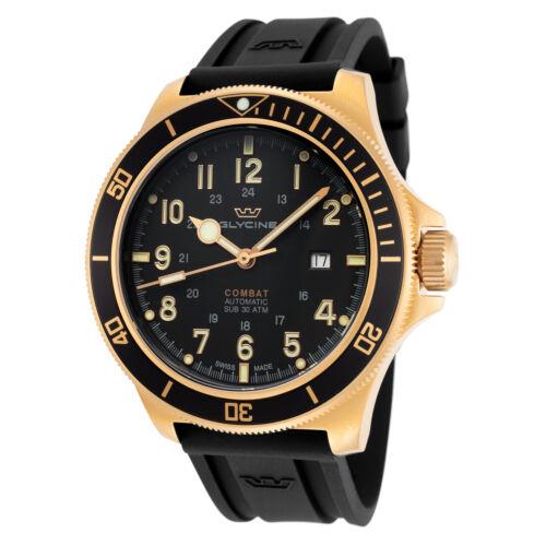 Glycine Men`s Combat Sub GL0292 46mm Black Dial Silicone Watch