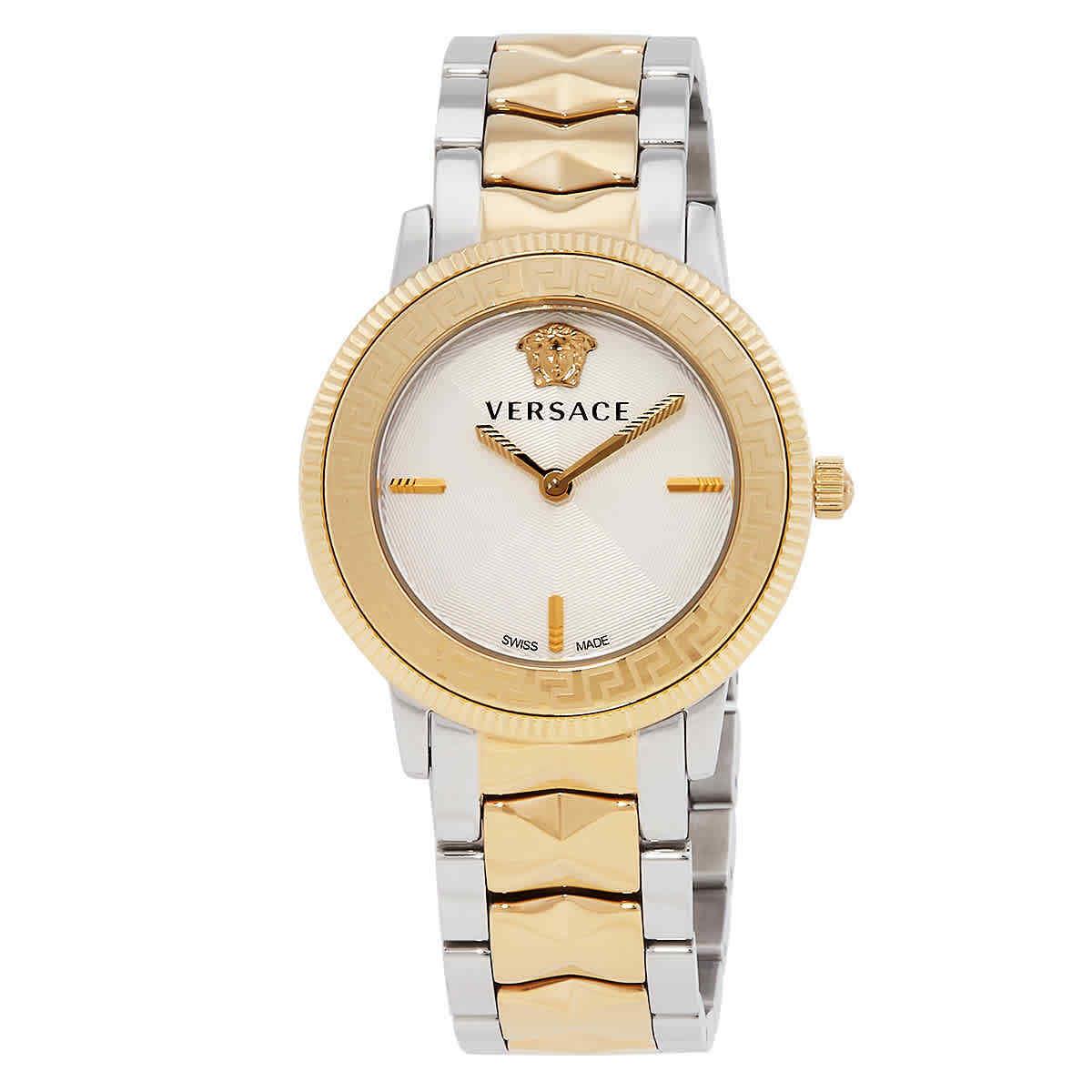 Versace V-tribute Quartz Silver Dial Two-tone Ladies Watch VE2P00422