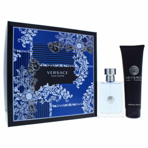 Versace Pour Homme For Men - 2 Pc Set 3.4oz Edt Spray 5.0oz Hair Body Shampo