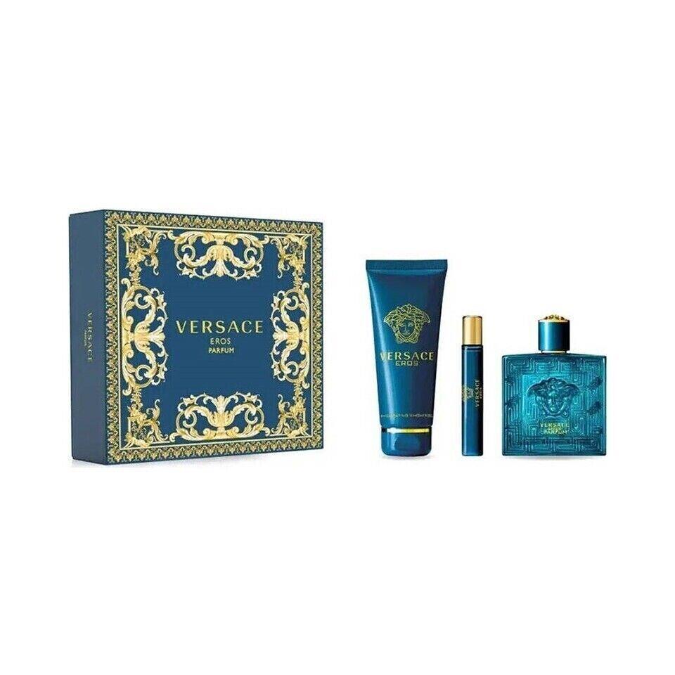 Versace Eros 3 Pc Eau De Parfum Gift Set For Men 3.4EDPS 5SG 0.34EDPS