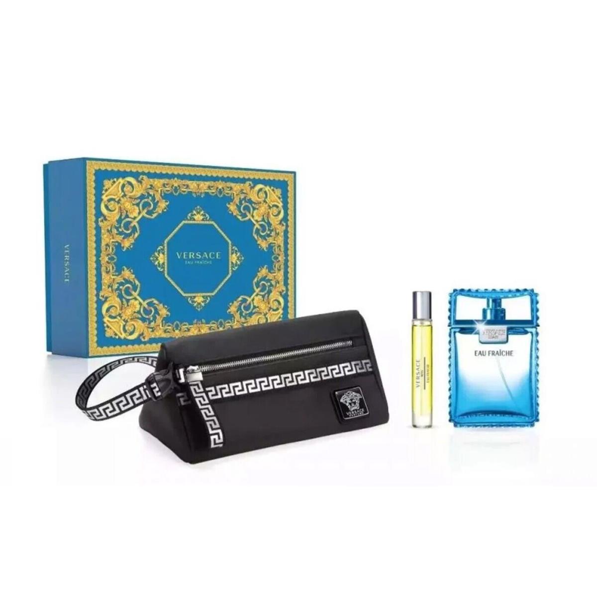 Eau Fraiche by Versace Edt Spray For Men 3.4oz 3pc Git Box