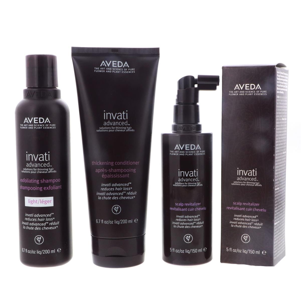 Aveda Invati Advanced Shampoo 6.7 oz Conditioner 6.7 oz Scalp Revitalizer 5 oz