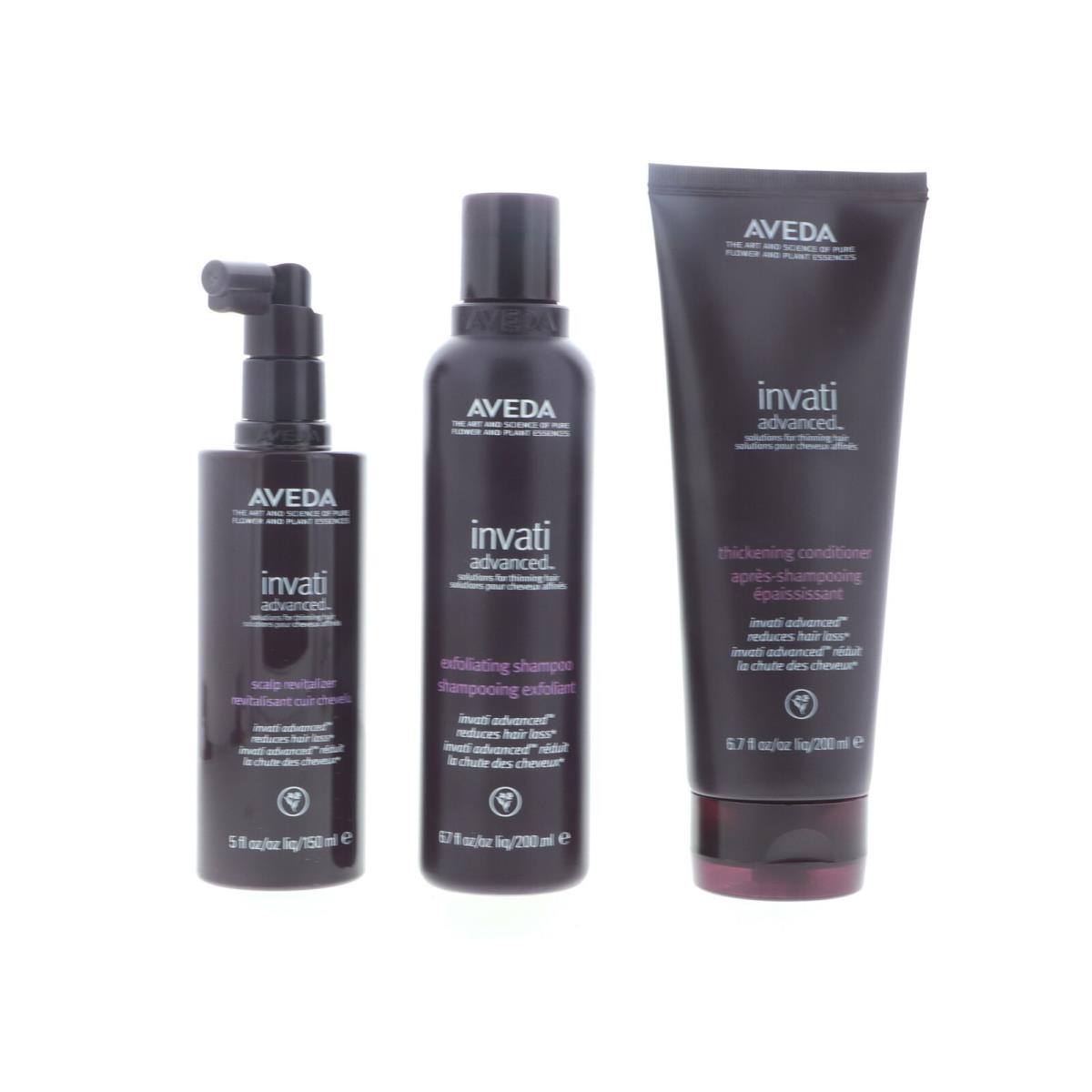 Aveda Invati Exfoliate Shampoo 6.7 oz Thick Cond 6.7 oz Revitalizer 5 oz