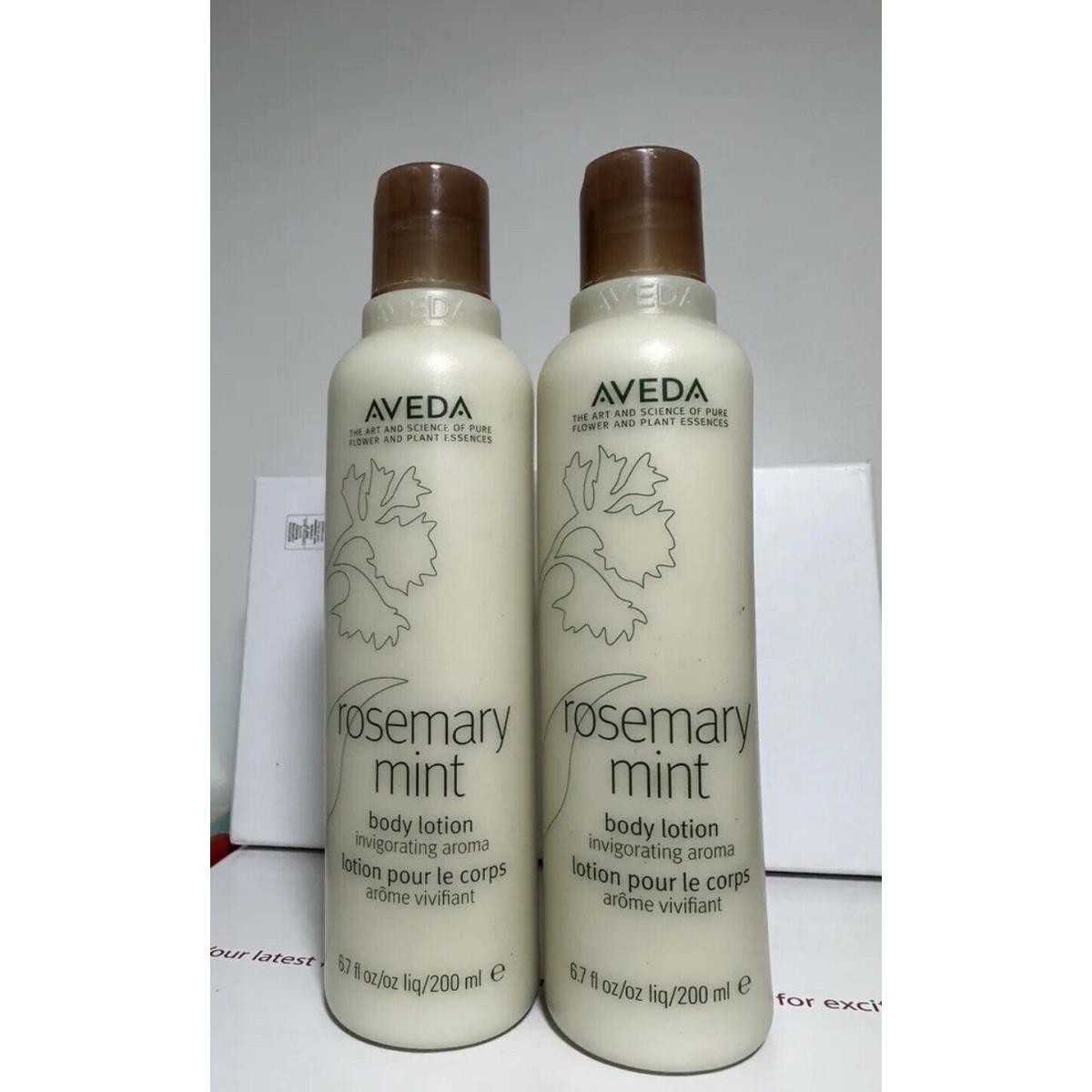 Aveda Rosemary Mint Body Lotion 6.7 Oz 200 mL Invigorating Moisturizer X 2