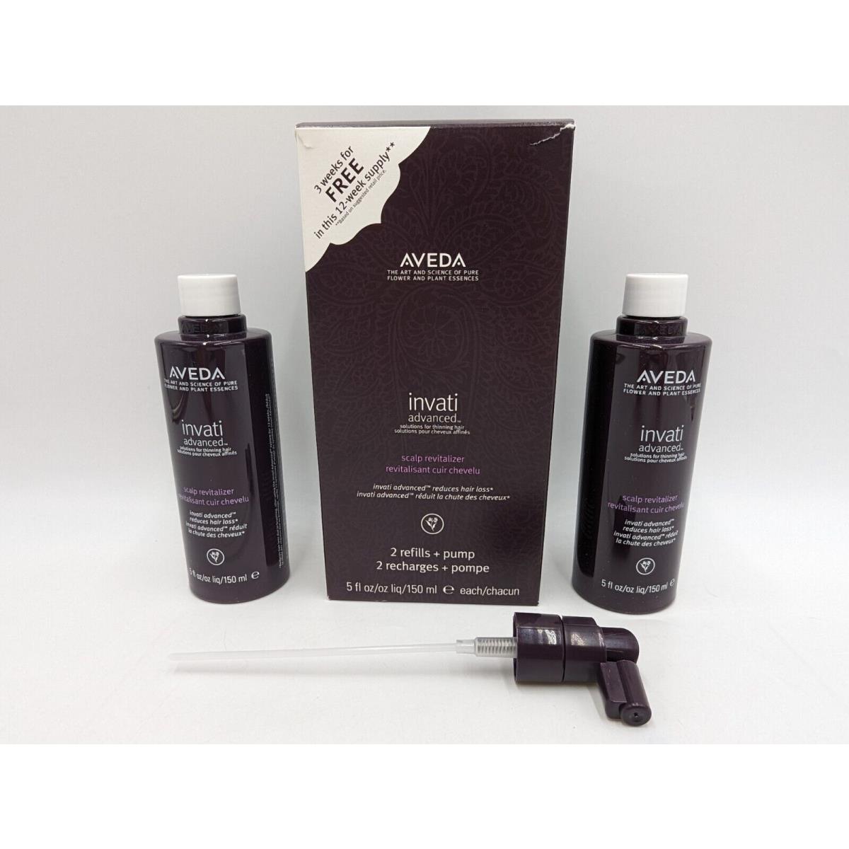 Aveda Invati Advanced Box Set of 2 Refills Scalp Revitalizer 5 oz Each + Pump