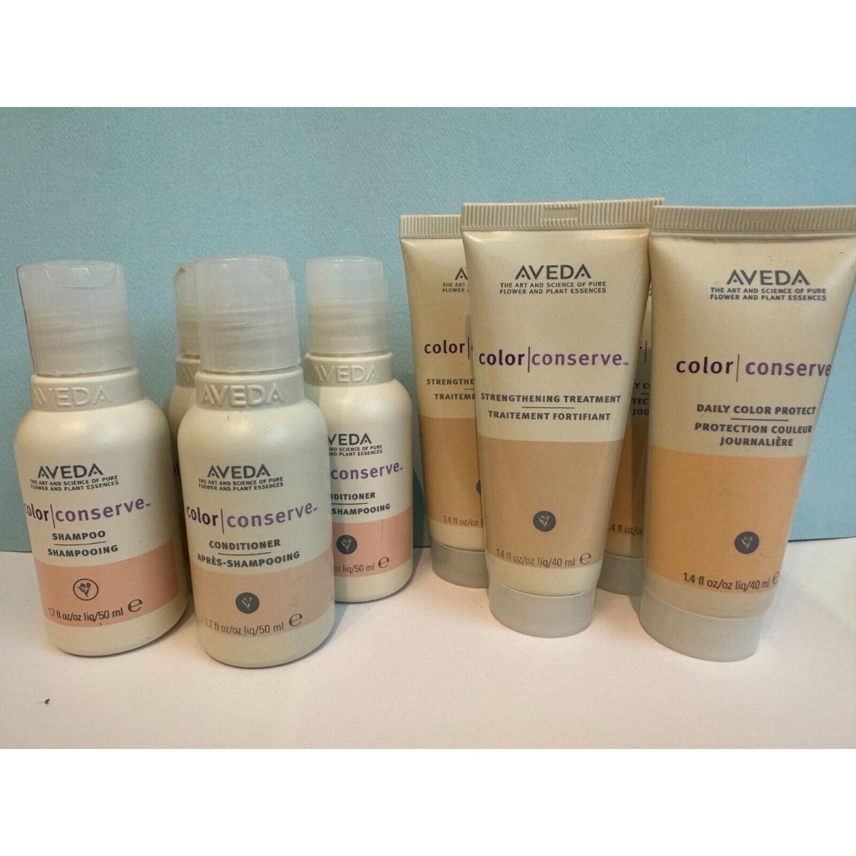 Aveda 8 Travel Size Color Conserve Shampoo Conditioner Treatment