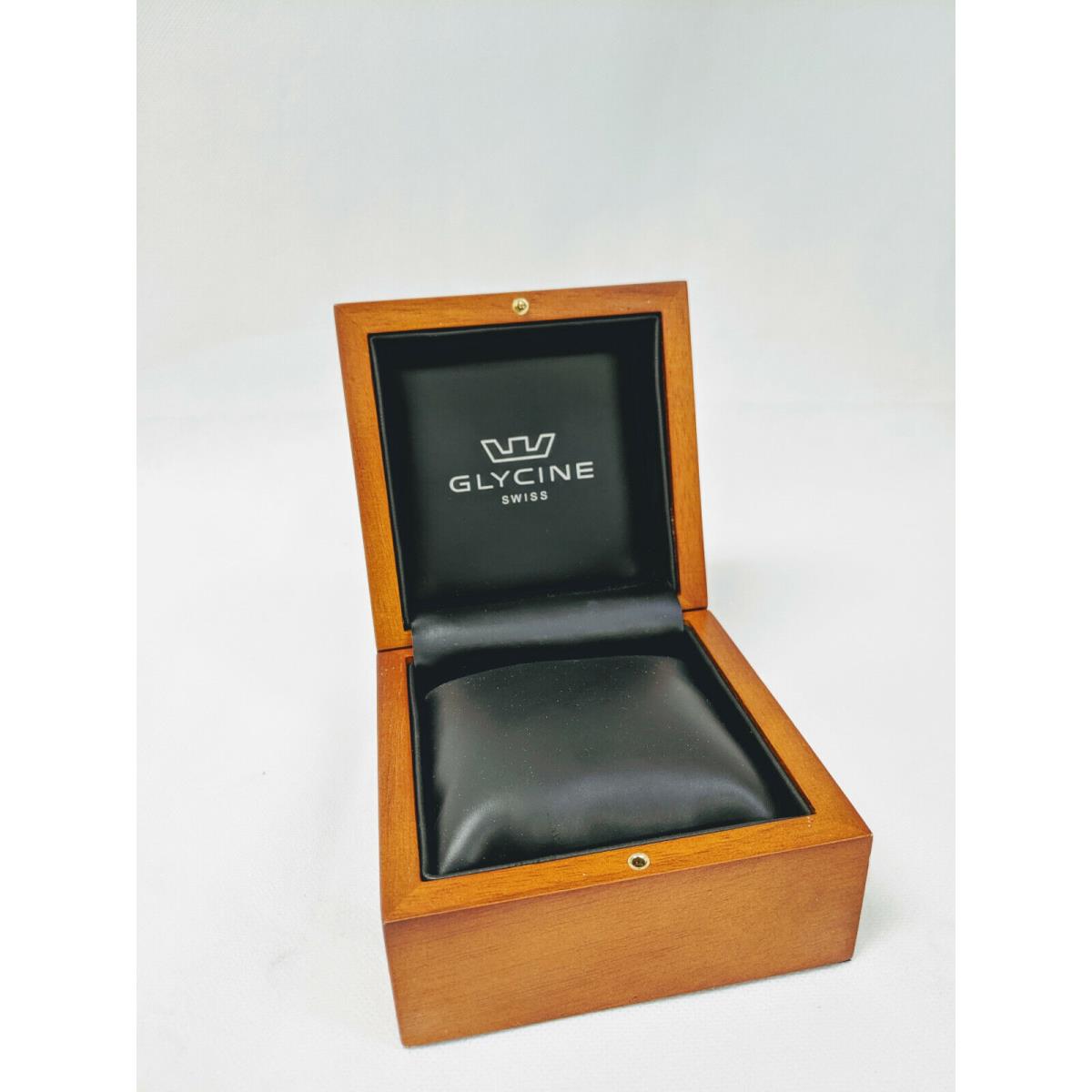 Glycine Watch Box Small Wood 4.5 x 4.5 x 3.5 Inches