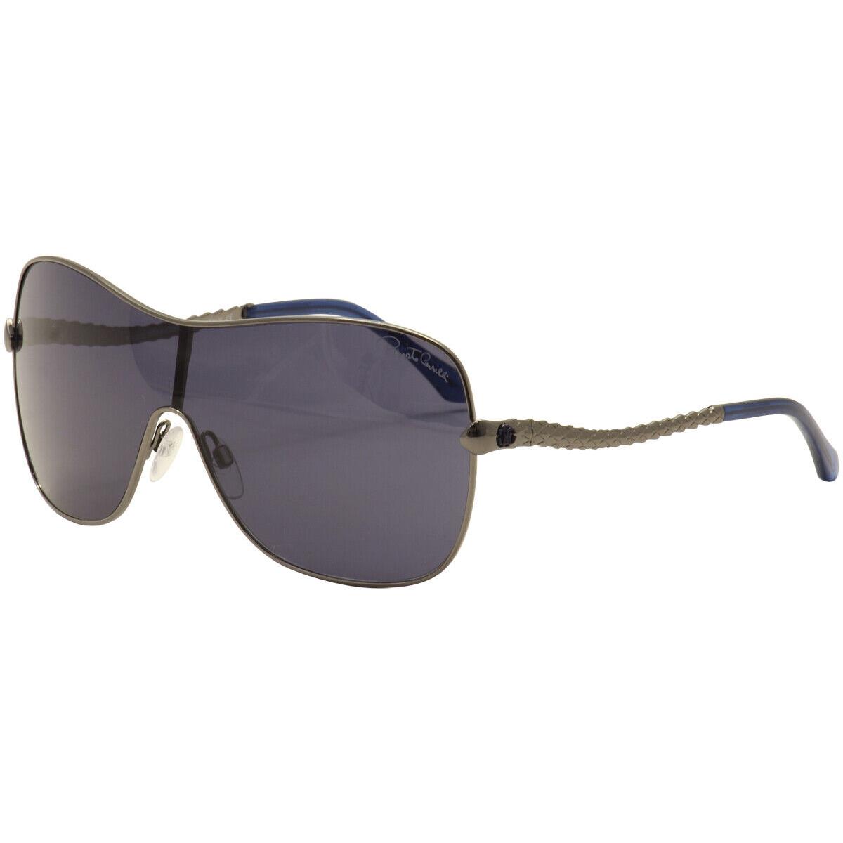 Roberto Cavalli Women`s Agena 793S 793/S 08B Silver/blue Lens Shield Sunglasses