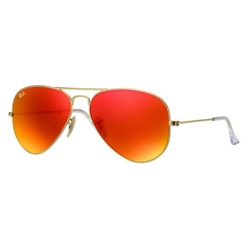 in The Box Ray Ban RB3025 112/69 Large Aviators Gold W/red Flash Lens