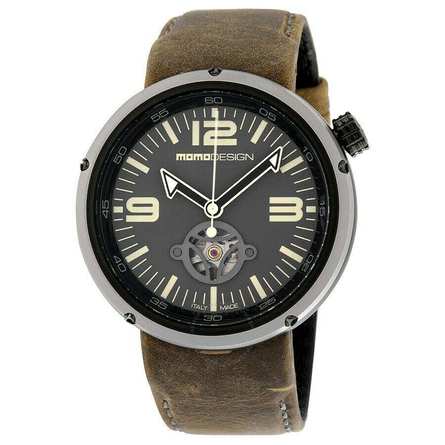 Momo Design MD1011BS-32 Evo Automatic Watch Gray Dial Brown Leather