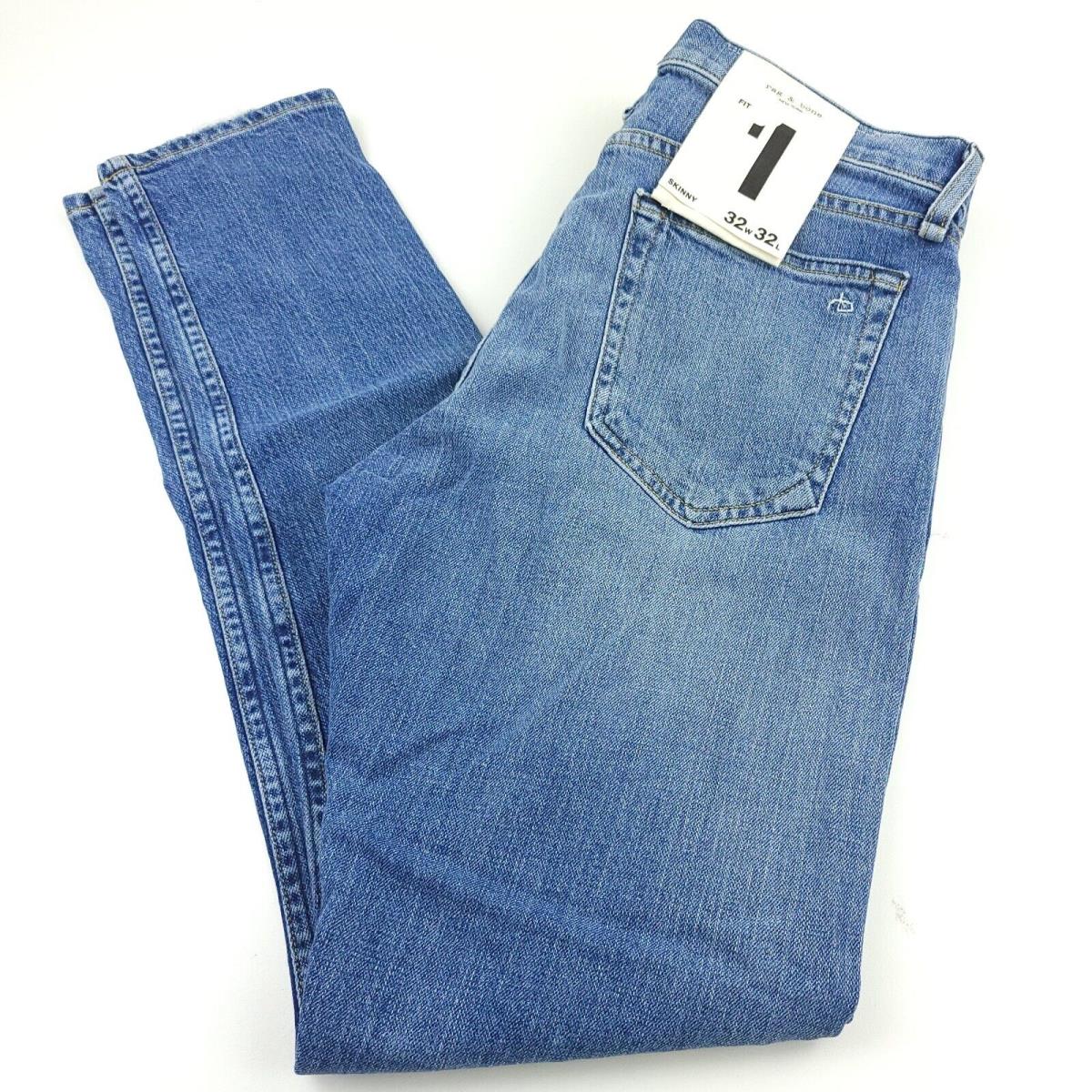 Rag Bone Fit 1 Townsend Hotel Hemp Blend Jeans Mens Size 32 X 32 Stretch Blue