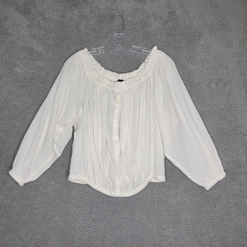 Rag Bone Womens Blouse Mimi Top White Long Sleeve Cotton Off Shoulder XS