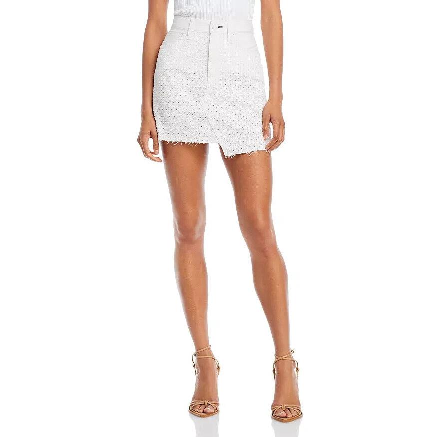 Rag Bone Kayla Mini Skirt Women`s 27 White Tweed Asymmetrical Belt Loops