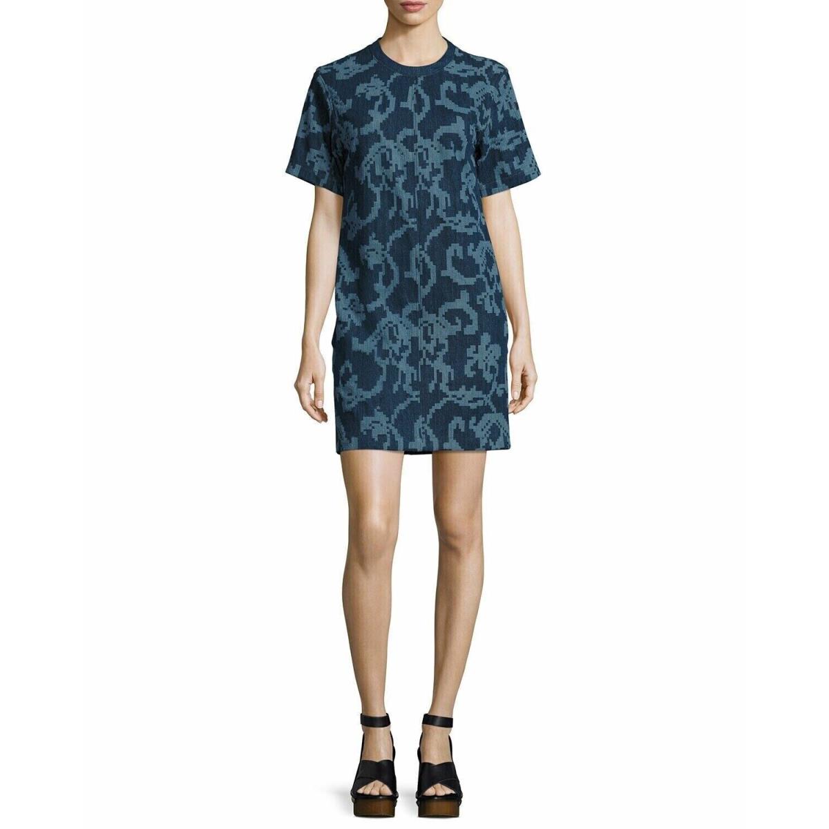 Rag Bone Denim Indigo Shift Dress Esmond Laser Cut Large