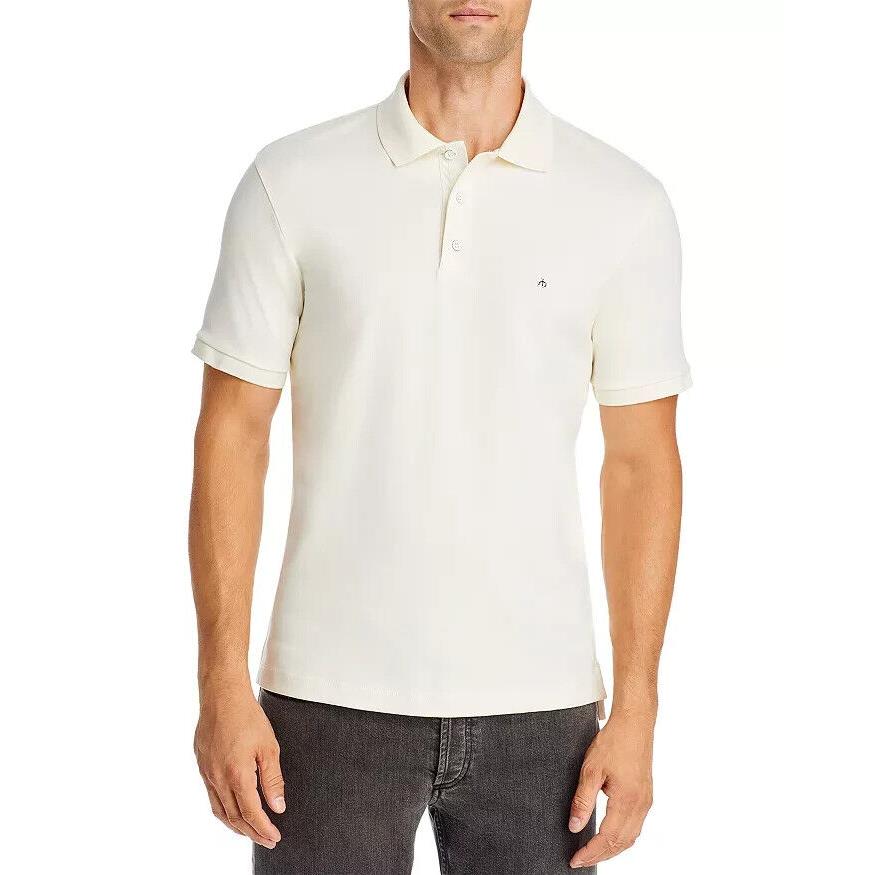 Rag Bone L77417 Mens White Interlock Slim Fit Performance Polo T-shirt Size M