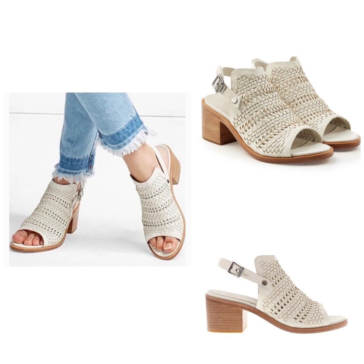 Rag Bone Wyatt Mid Heel Sandal In Ivory Woven Size: 37.5 US 7.5