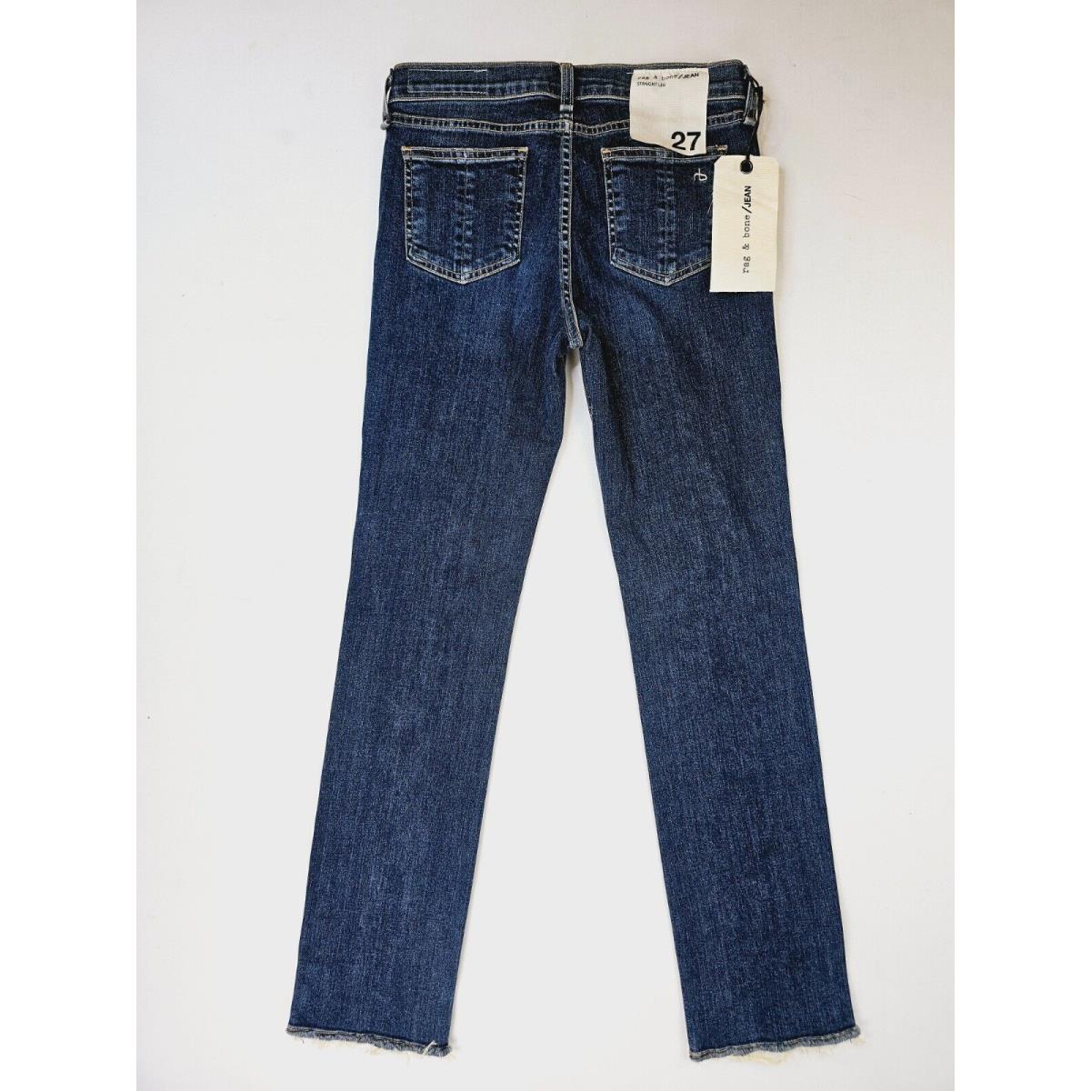 Rag Bone Size 27X31 Womens Straight Leg Embroidered Pocket Logo Blue Jeans