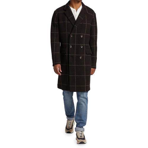 Rag Bone Hatchet Mens Coat M Medium Brown Plaid Wool Notch Lapel Jacket