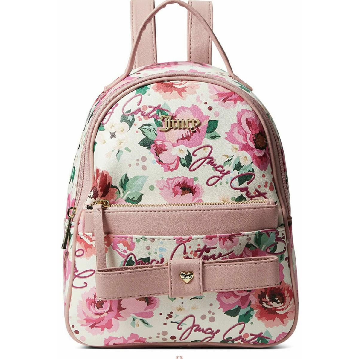 Juicy Couture Peek A Bow Backpack Bag W/ Removable Pouch Women Petal Cream