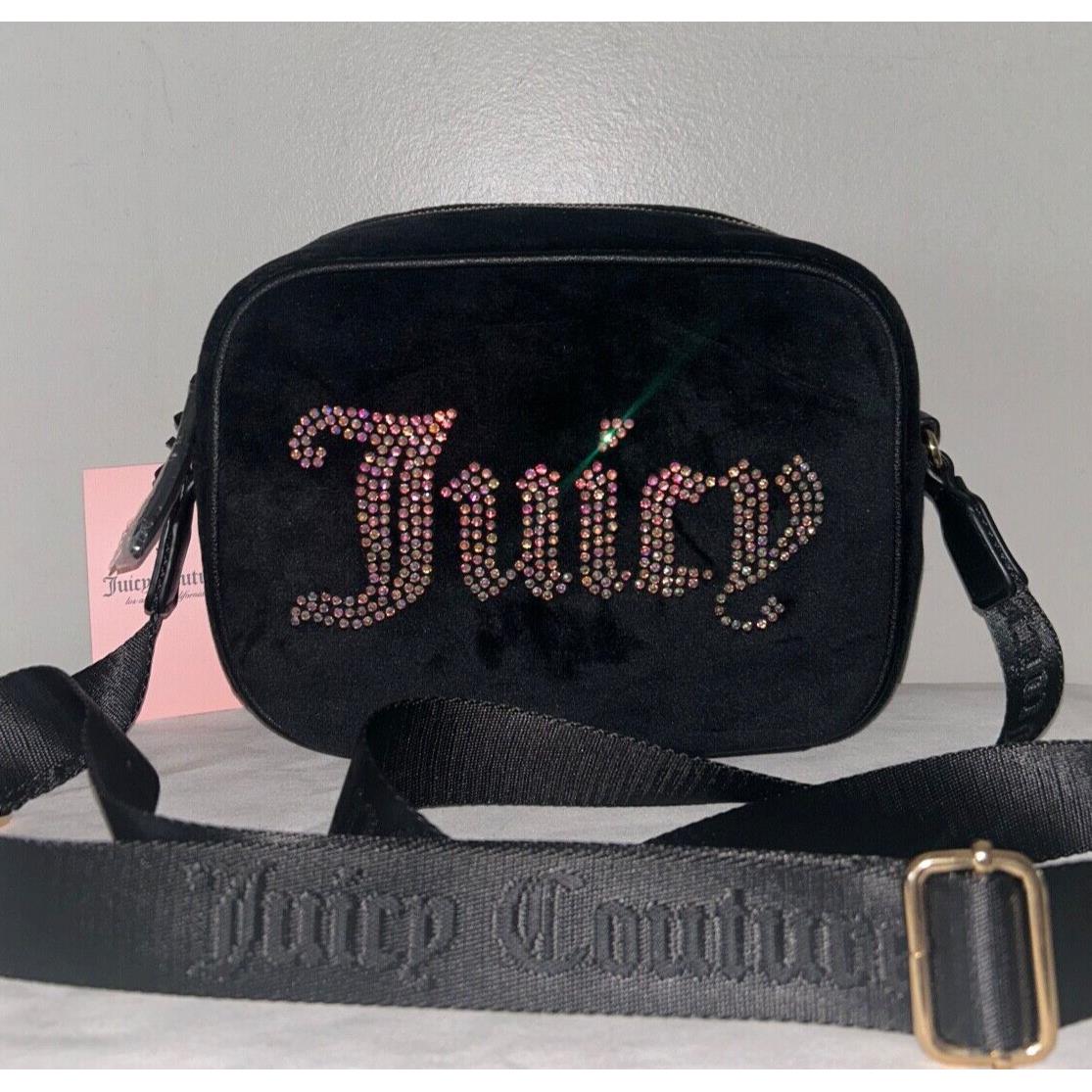 Juicy Couture Obsession Velour Crossbody Bag Black Liquorice