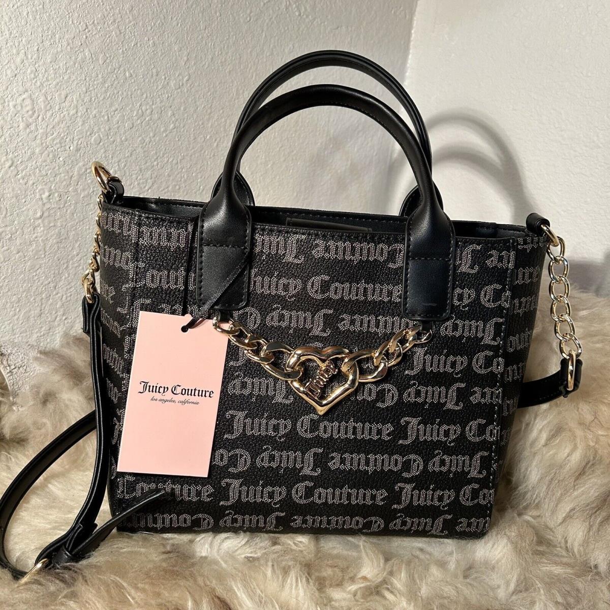 Juicy Couture Change Of Heart Mini Tote / Crossbody -gothic Dots Black Taupe