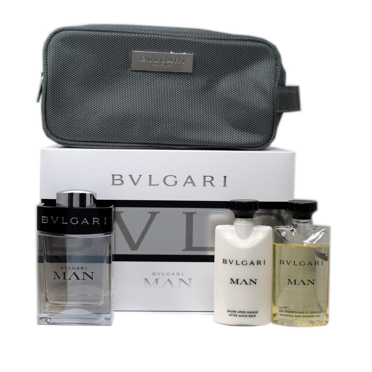 Bvlgari Man 4 Piece Gift Set Eau DE Toilette Natural Spray 100 ML/3.4 Fl.oz