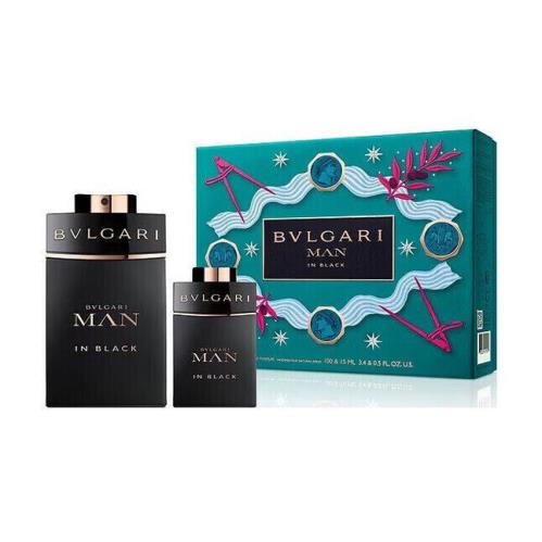 Bvlgari Man In Black Men 2PCS Set 3.4 oz 0.5 oz Eau De Parfum Spray