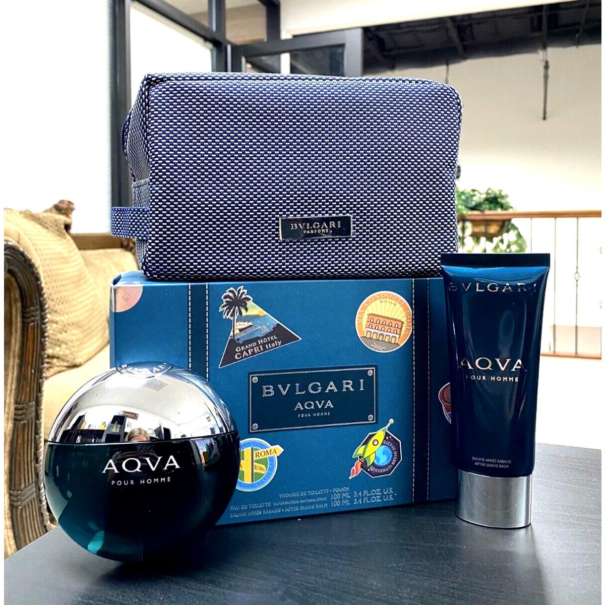 Bvlgari Aqua For Men 3 Pieces Gift Set Hard Box