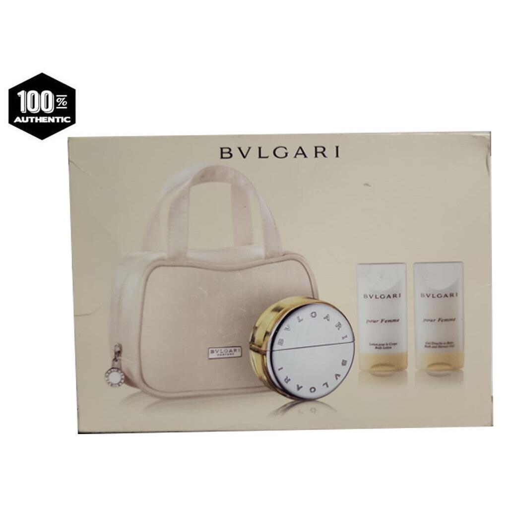 Bvlgari Pour Femme 4pc Gift Set For Women-0.84 oc Edp SP+1.0 oz B/l+s/g+purse