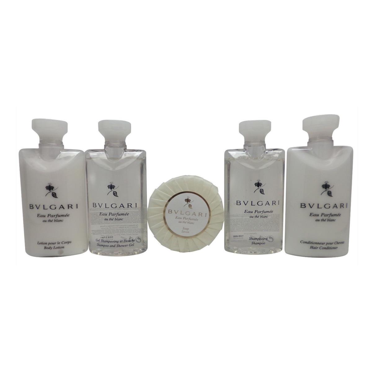 Bvlgari White Tea Travel Set Shampoo Conditioner Body Lotion Shower Gel Soap
