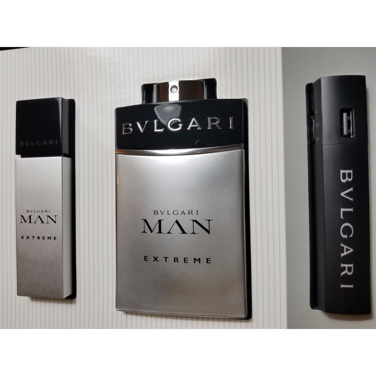 Bvlgari Man Extreme 3 Pc Edt Toilette Gift Set For Men Charger Travel Size Spray