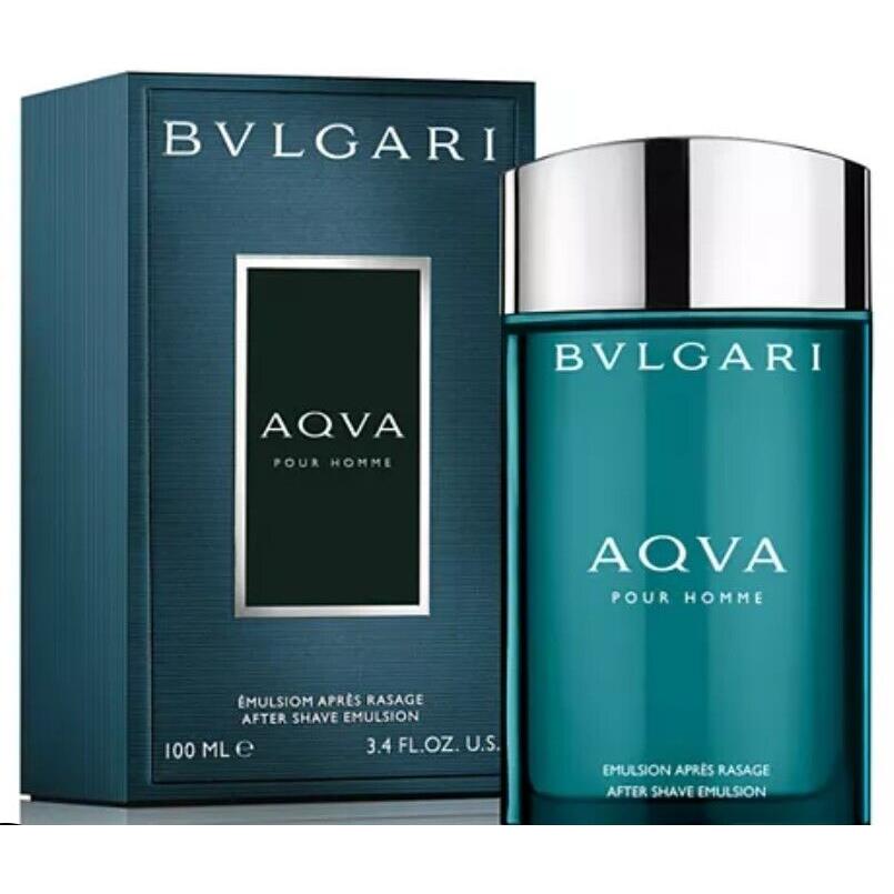 Aqva Pour Homme Bvlgari After Shave Emulsion Men 3.4 Fl. Oz. Glass Bottle