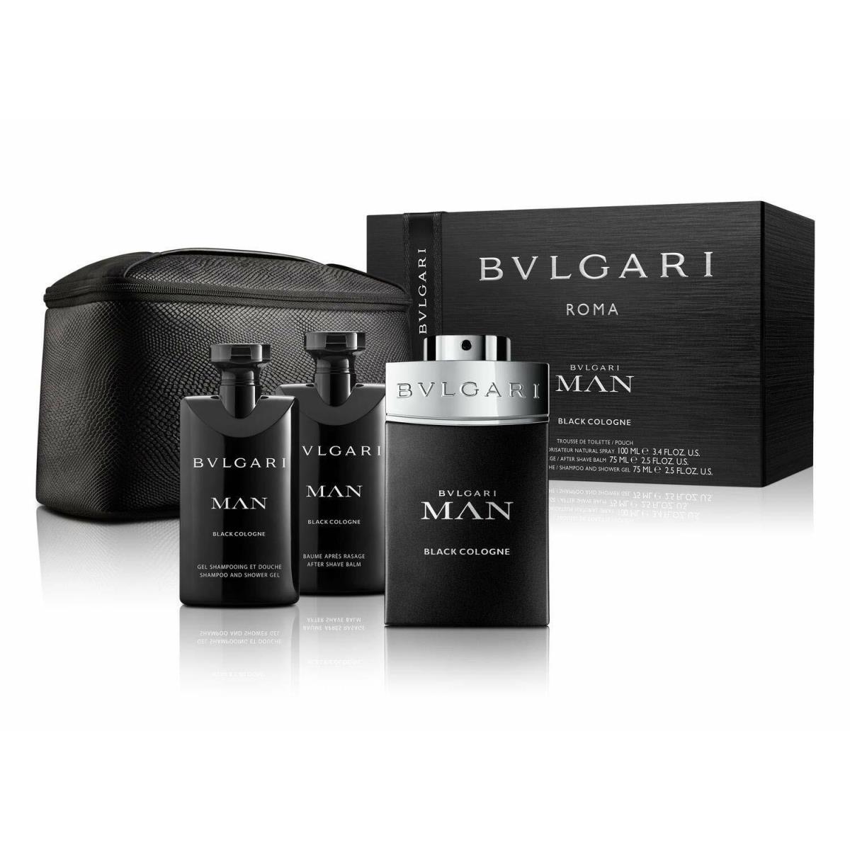 Bvlgari Man Black Cologne By Bvlgari For Men- 4 Pc Set 3.4oz Edt Spray - Rare