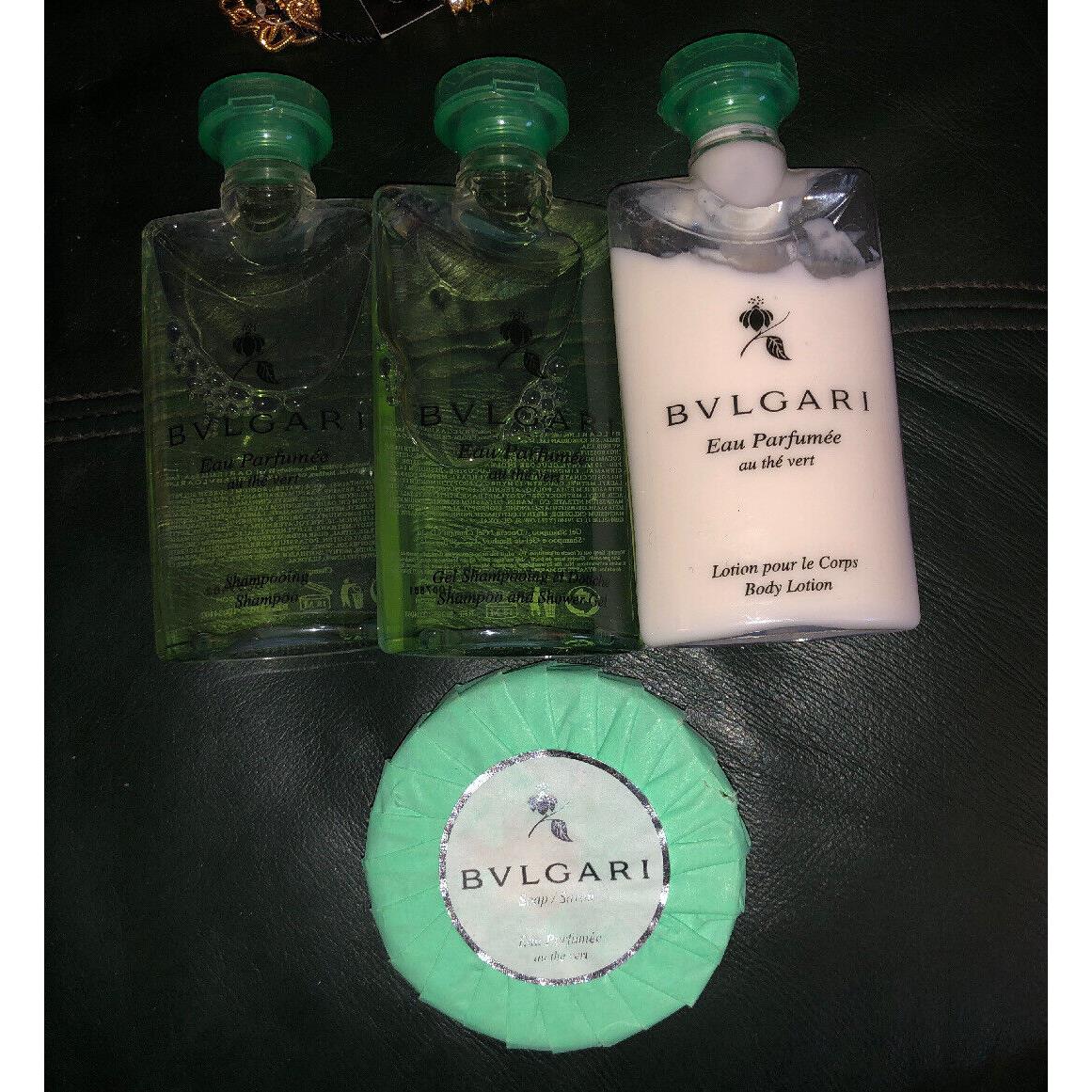 Bvlgari au The Vert Green Tea Travel Set 8 Pc Shampoo Conditioner Lotion Soap