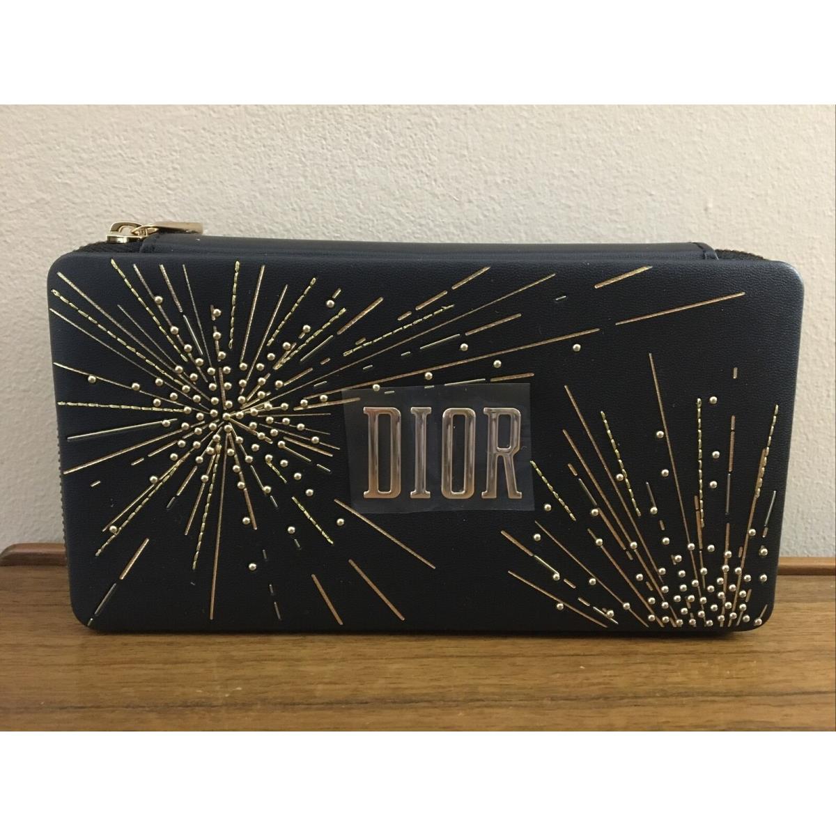 Dior Beaute Happy Black Leather Clutch Cosmetic Makeup Bag