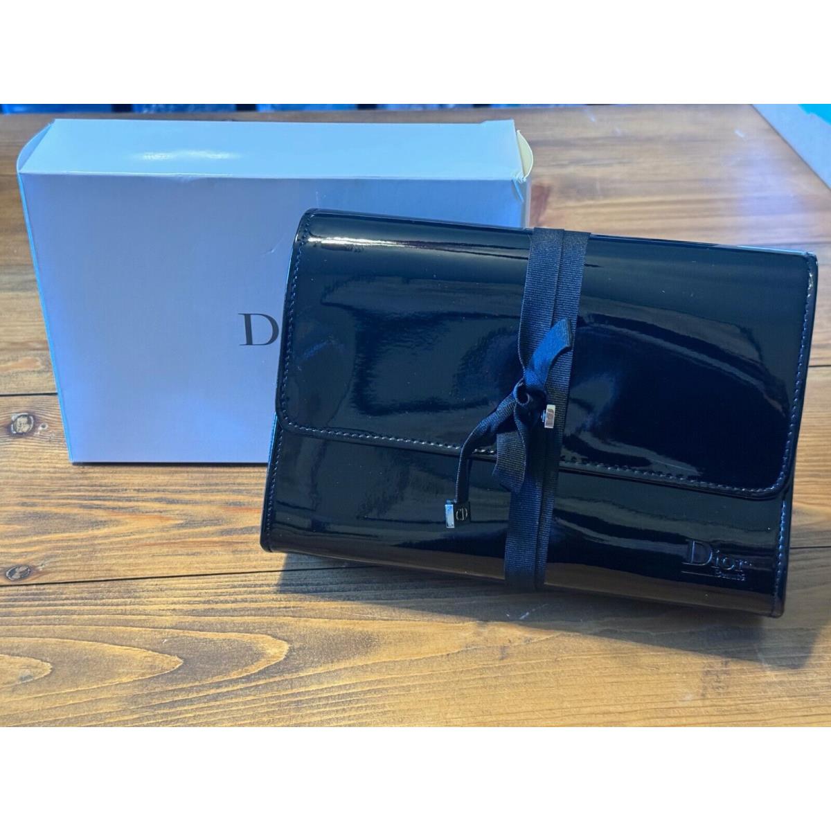 Christian Dior Beaut`e Black Wrap Around Closure Cosmetic Makeup Bag