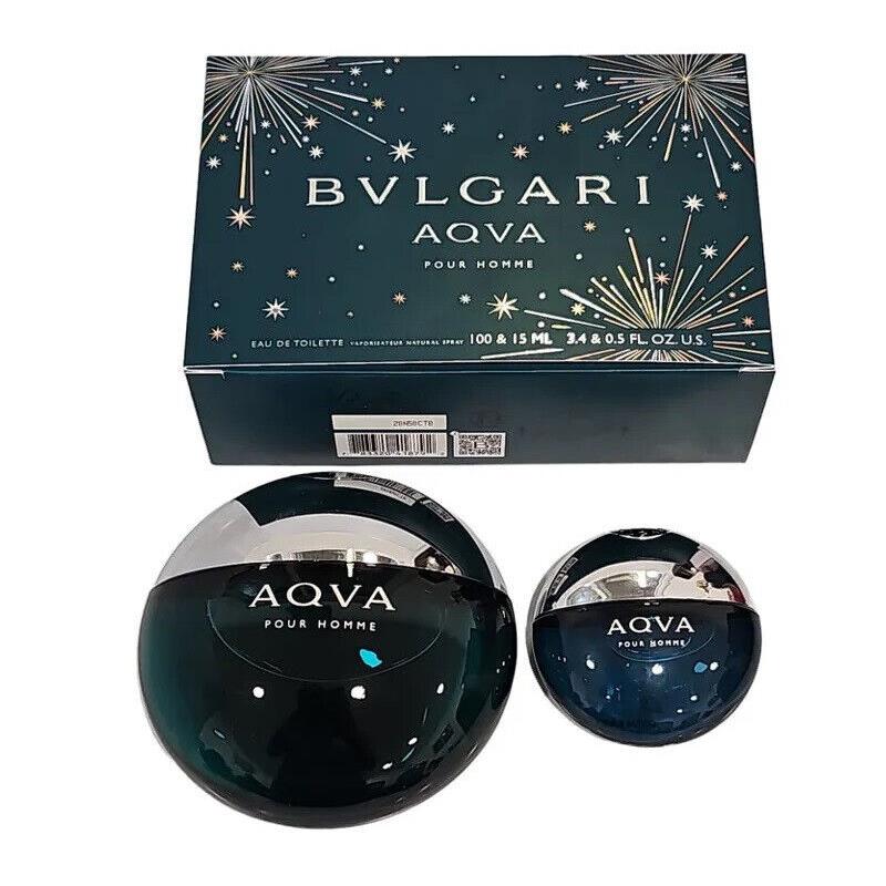 Bvlgari Aqva Pour Homme Men 2 Pcs Set 3.4 oz 0.5 oz Eau De Toilette Spray