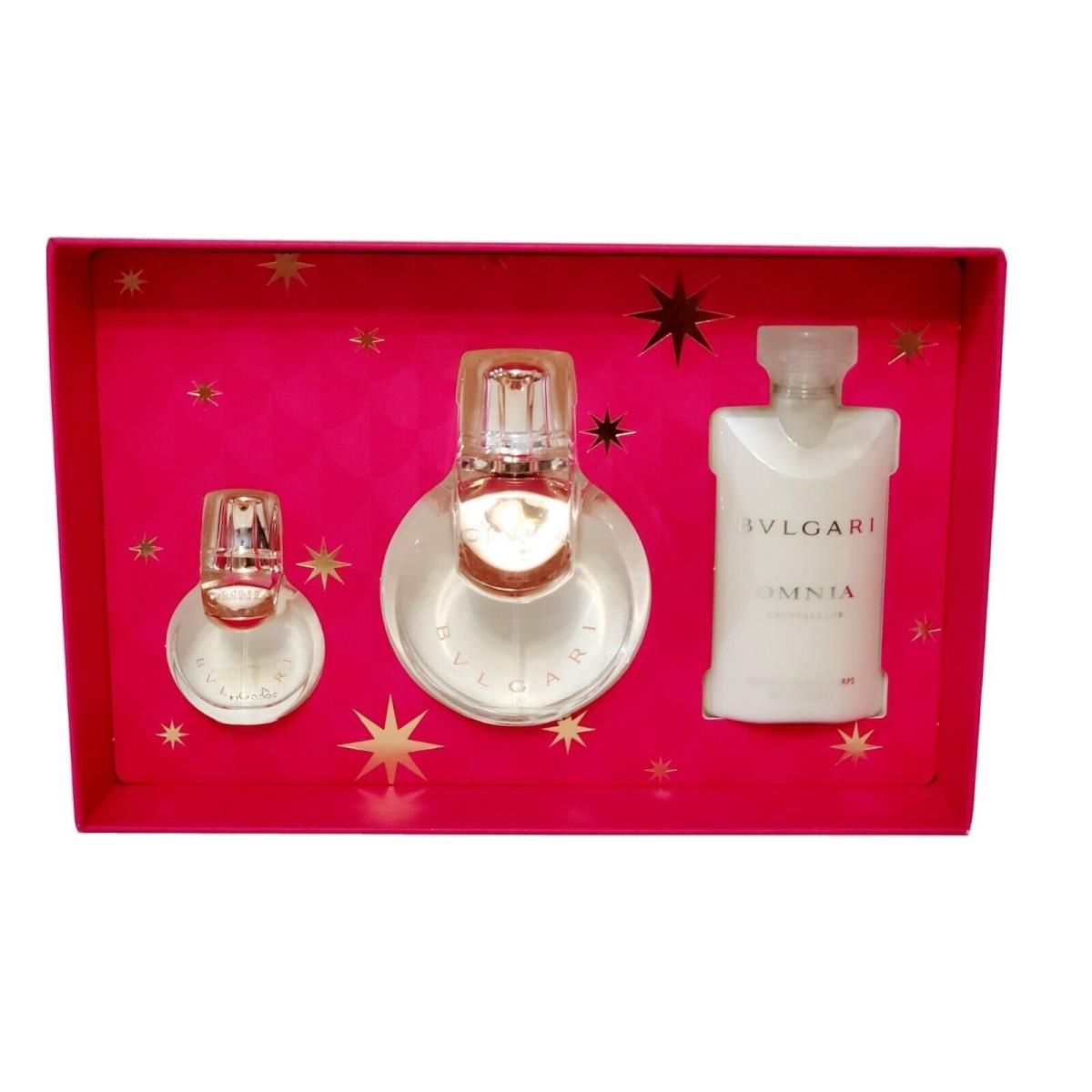 Bvlgari Omnia Crystalline 3PC Gift Set 3.4OZ Edt Spray For Women