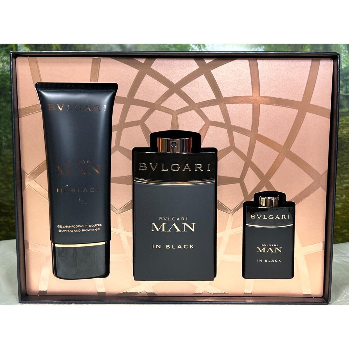 Bvlgari Man IN Black 100ML 15ML Edp Spray/ 100ML Shampoo Shower Gel Gift Set