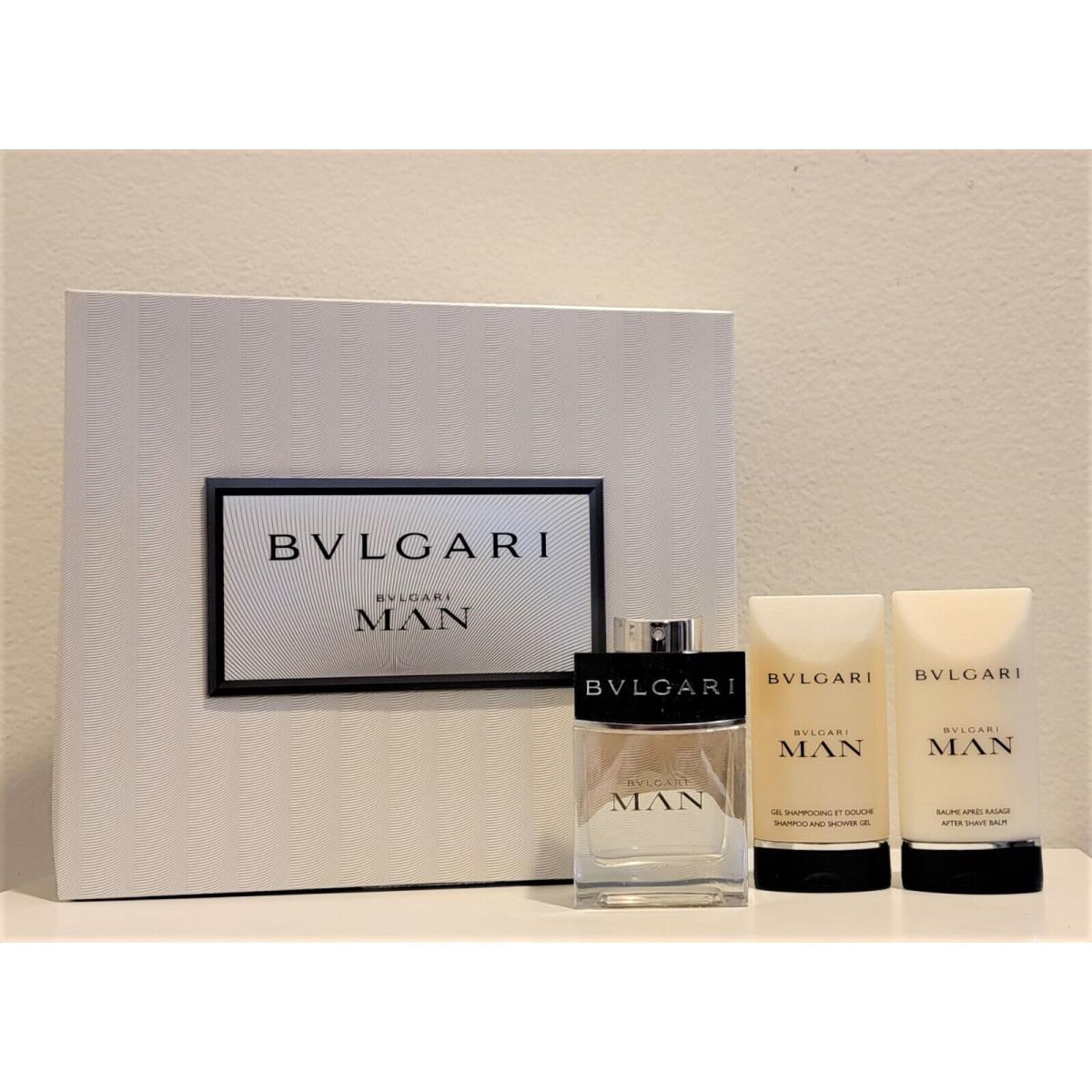 Set Bvlgari Man 2 oz Edt + 2.5 oz Shower Gel + 2.5 oz After Shave Balm For Men