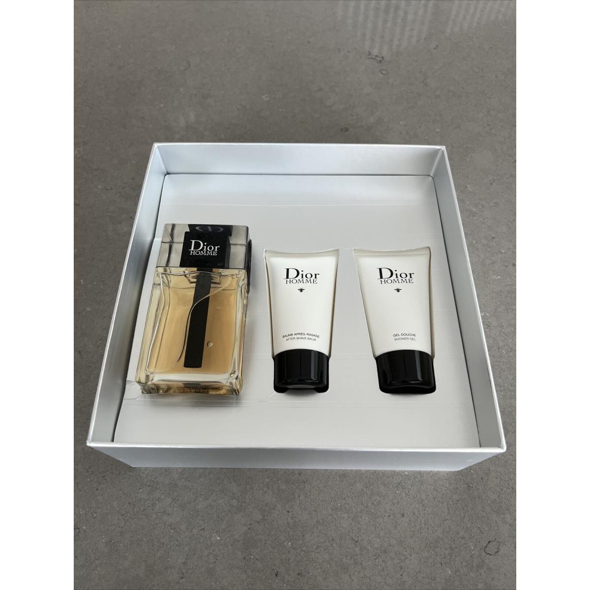 Dior Homme 3 pc Gift Set For Men: 3.4oz Edt + 1.7oz Shave Balm 1.7oz Shower Gel