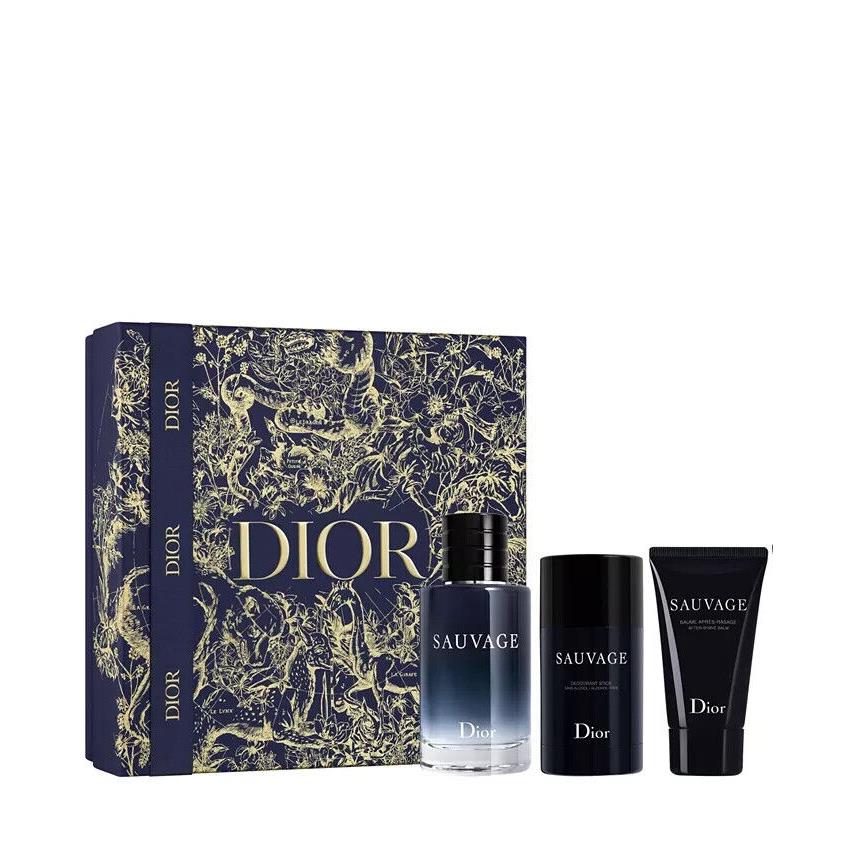 Sauvage by Dior 3 pc Set 3.4oz Edt + 2.6oz Deodorant + 1.7oz After-shave Balm