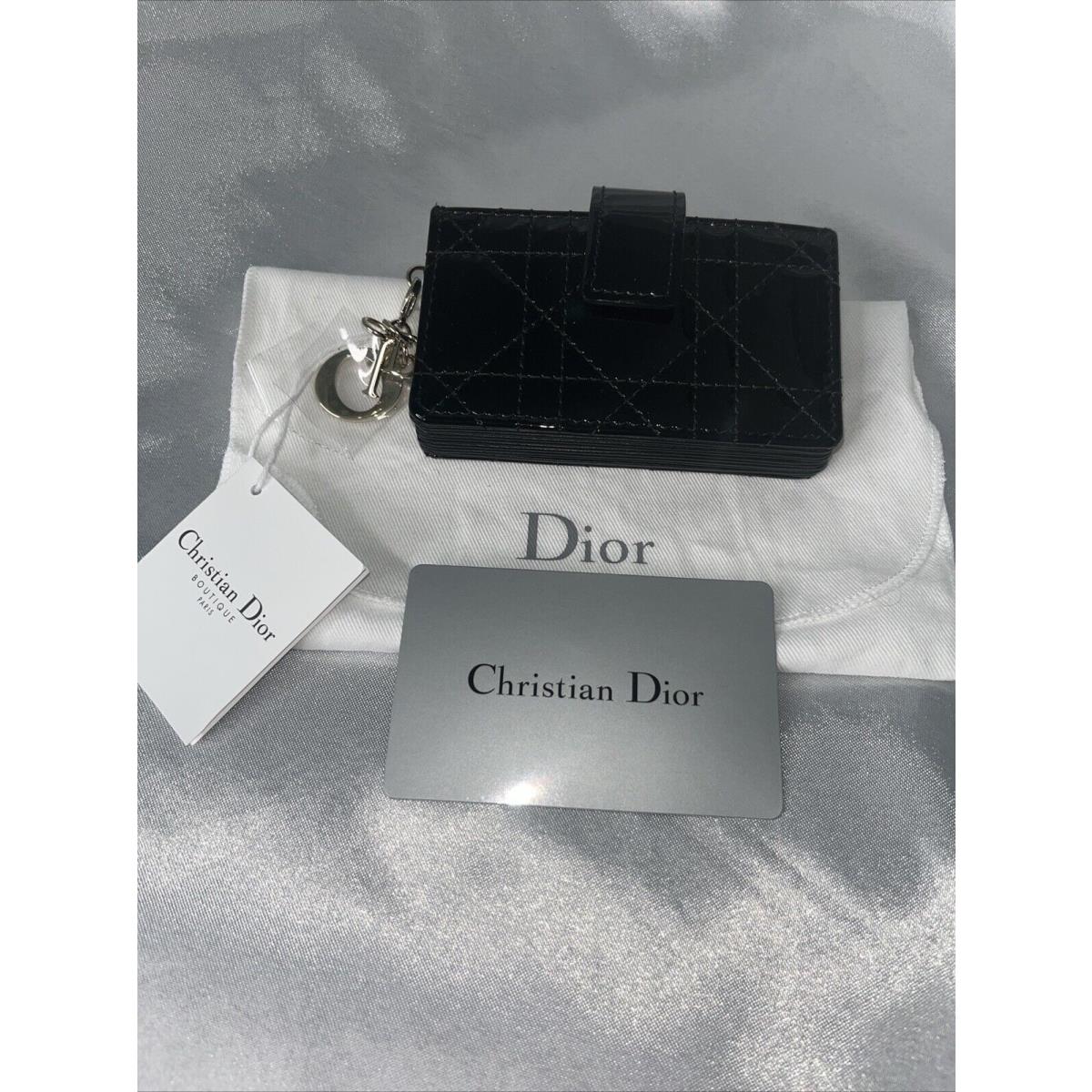 Lady Dior 5 Gusset Card Holder - Black Patent Cannage Calfsk